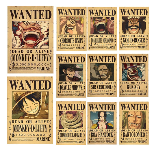 Anime Luffy Gear 5 Wanted Posters & Figures – Vintage One Piece Wall Decor & Gifts